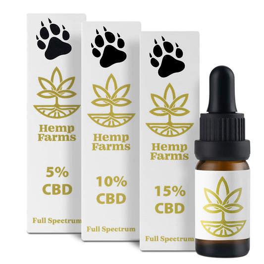 Olaj Hemp Farms Combo 5%+10%+15% 30ml. Full Spectrum Az állatokról